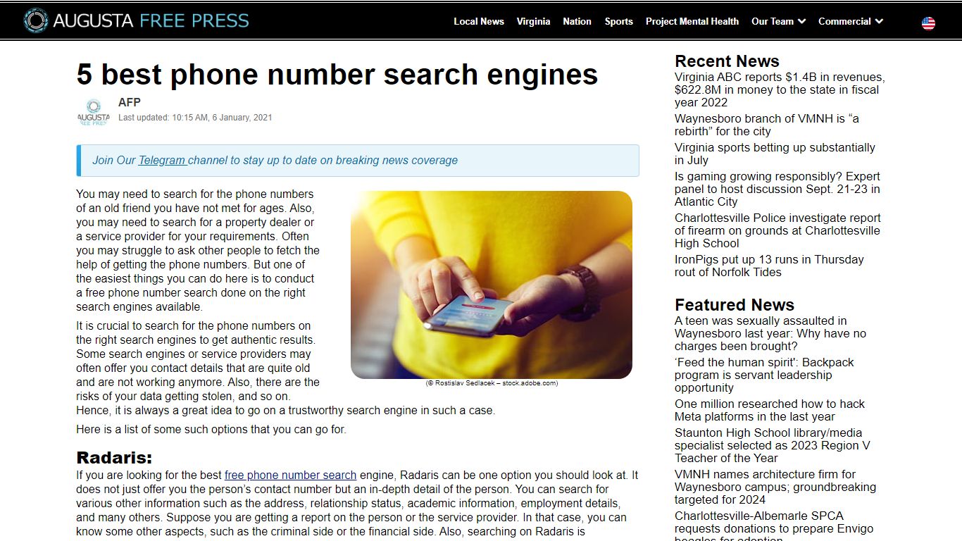 5 best phone number search engines - Augusta Free Press